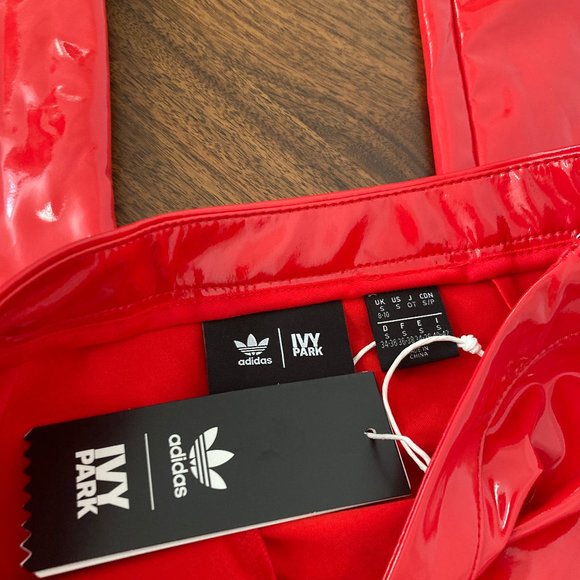 NWT Ivy Park x Adidas Faux Latex Straight-Leg Pants - Red - Picture 3 of 5